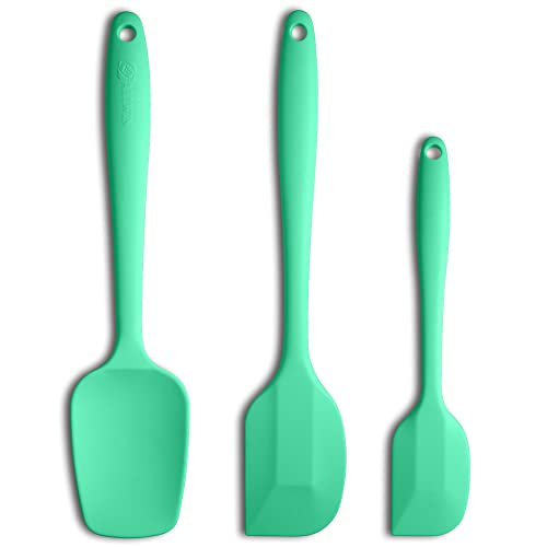 Silicone Spatula 3-piece Set, Ergonomic Handle High Heat-Resistant Spatulas, Non-stick Rubber Spatulas with Stainless Steel Core, Macaron Green