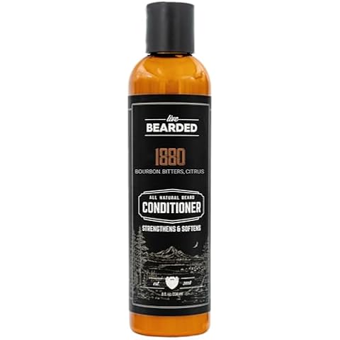 Live Bearded Beard Conditioner for Men - 1880 Scent Facial Hair Conditioner, 8oz - All-Natural Beard Softener with Biotin, Coconut Oil, & Argan Oil - Strengthens & Softens, Made in USA Cover