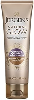 Jergens Natural Glow 3-Day Self Tanner Lotion, Sunless Tanner for Medium to Deep Skin Tone, Sunless Tanning Daily Moisturizer, for Streak-free Color, 4 Ounce, Packaging may vary