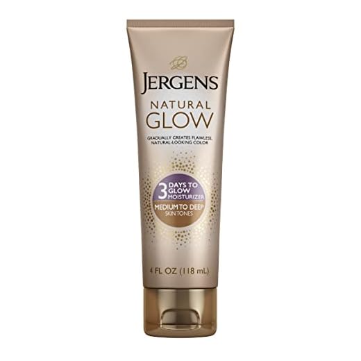 Jergens Natural Glow 3-Day Self Tanner, Sunless Tanner for Medium to Deep Skin Tone, Sunless Tanning Lotion Daily Moisturizer, for Streak-free Color, 4 Ounce