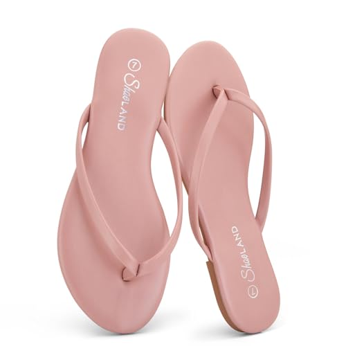 Image of Shoe Land Thong Flip Flops for Women, Memory Foam Flat Sandals, Lightweight Summer Slides, Non Slip Comfort Sandals for Beach, Travel and Everyday Wear