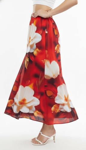 Image of VAGISHA Women's 4-Metre Flared Long Skirt | Skirts for Women Long Length | Long Skirts for Girls | Ethnic & Boho Printed Wear with Elastic Waist | Perfect for Party, Festive & Casual Look