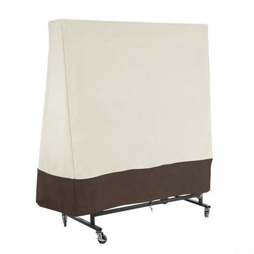 Zilimontt Housse de Table de Tennis de Table Pliante Imperméable pour Extérieur & Intérieur - Tissu Oxford 210D 36x85x160cm Beige + Café, Conception Ventilée avec Poignées