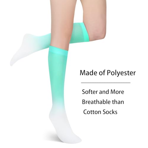 Image of Benefeet Sox Women Girls Thin Nylon Knee High Socks Long Tube Socks Unisex Soft Cozy High Calf Sock Tie Dye /Gradient