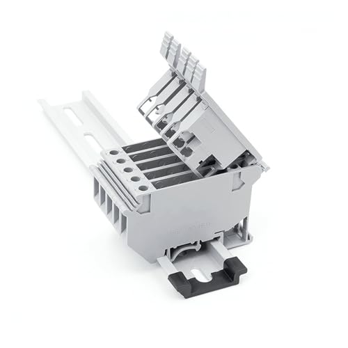 Conector tipo tornillo UK5 portafusibles gris para carril DIN con fusible de 6A integrado 3