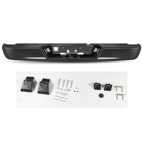 Black Rear Step Bumper Assembly Compatible with 2002-2008 Dodge Ram 1500 2003-2009 Ram 2500 3500 Pickup Truck Steel Back Bumpers without Parking Sensor Holes Replace for CH1103109