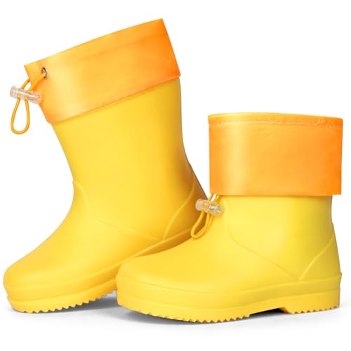 Aomig Botas de Agua Niños, Botas de Lluvia de Dinosaurio, Impermeable y Antideslizante con Cordón Ajustable en el Cuello, Bota de Agua Ligera, EU 26-27