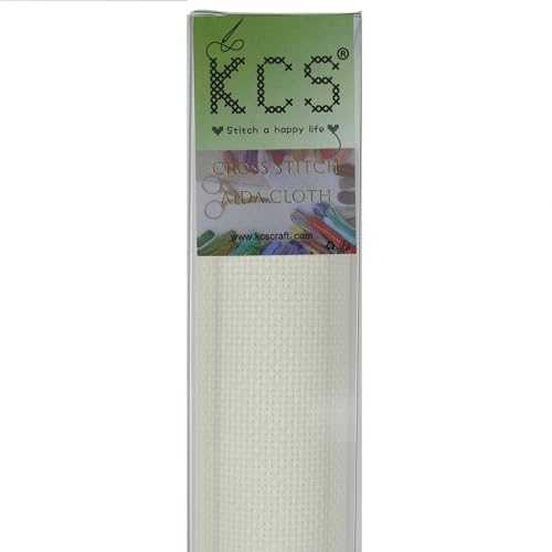 Image of KCS 3 pc of 15 inch x 18 inch Counted Cross Stitch Cotton Aida Cloth Needlework Fabric (Antique White, 16CT)