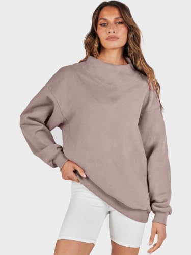 Image of ANRABESS Womens Oversized Sweatshirts Mock Neck Pullover