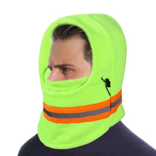 Pasamontaña de invierno térmico reflector para hombre, máscara de ciclismo y esquí con protección contra el viento, color verde fluorescente miniatura 2