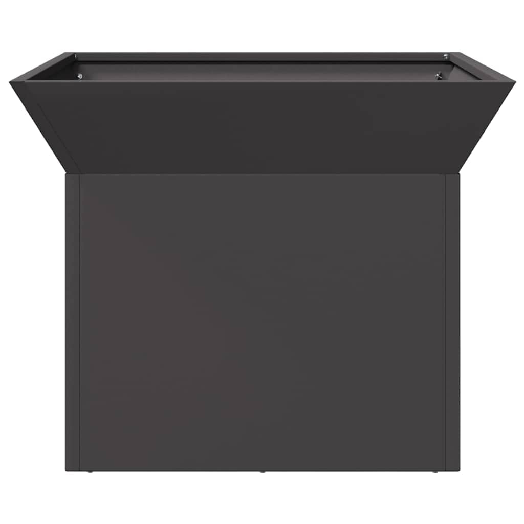 Feuerstelle Schwarz aus Stahl 50 x 50 x 40 cm für Terrasse und Garten, Outdoor Feuerstelle, Kamin Ofen, Schornstein, Heizkassette für Wärme und Deko im Außenbereich