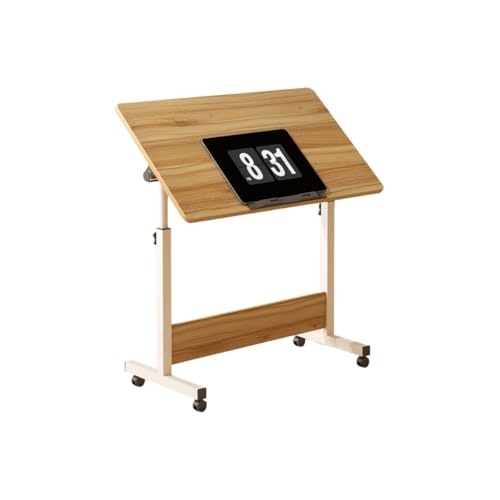 MiluFox傾斜台 製図台 アートテーブル アーティスト用架台 ブックシェルフ付き天板 高さ・角度調整可 折りたたみ式 移動可能 パソコン使用兼用 家庭用・オフィス用 簡易絵描き用 ベッドサイド・コーヒー台代用 (古樫の木,80*50cm)