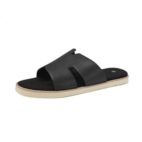 Summer Men Sandals for Leather, Comfortable Flats with Memory Foam Insole, EVA Outsole Non-Slip Casual Fashion H-Slides2