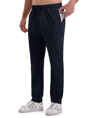 Rdruko Men's Lightweight Track Pants with Zipper Pockets Mesh Athletic Workout Sweatpants Open Bottom3