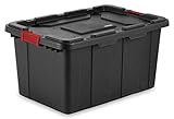 Sterilite 27-Gallon Durable Rugged Industrial Tote w/Red Latches, Black(12 Pack)