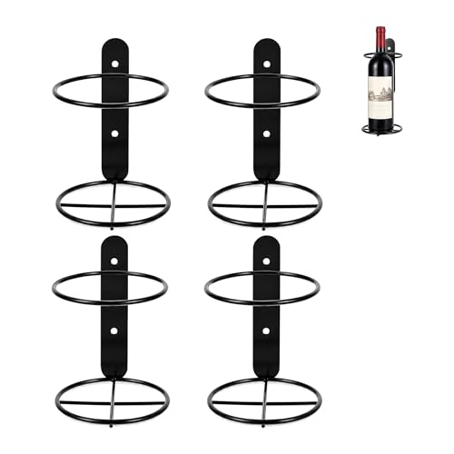 UPKOCH Porte-Bouteilles Mural En MéTal Noir, Lot De 4, Casier À Vin Suspendu Pour 1 Bouteille, IdéAl Pour Cuisine, Bar, Salon, 13.5 X 9.5 X 9.5 Cm
