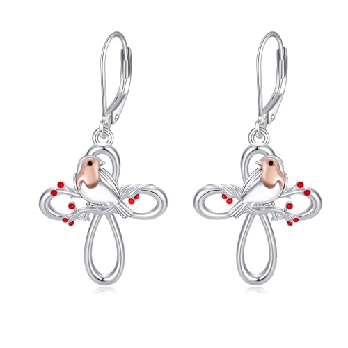 Boucles d'oreilles rouge-gorge en argent 925 au savoir-faire précieux
