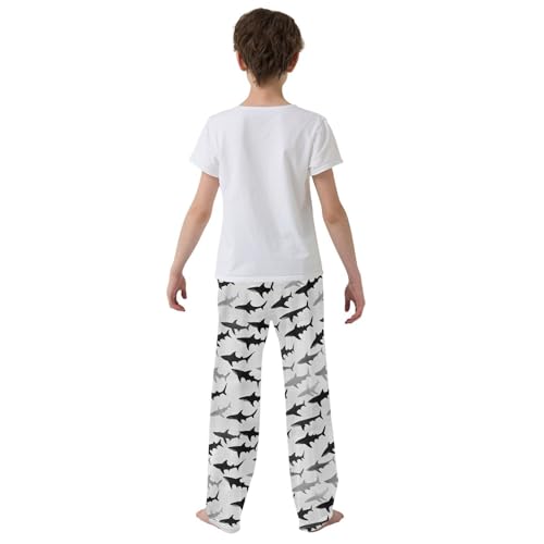 Boys' Pants Ocean Black Grey Sharks Long Bottoms Jogger Pants Elastic Waist Trousers with Pockets S-XL3