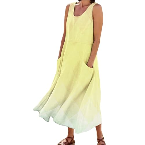 Robe d'été pour femme sans manches longue et élégante robe de loisirs coupe trapèze