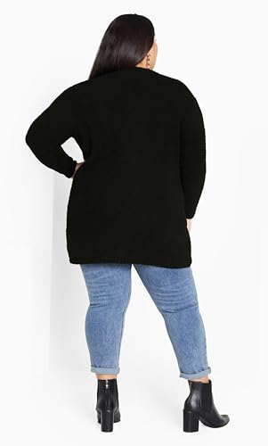 Image of Avenue Women's Plus Size Boyfriend Rib Knit Open Front Cardigan
