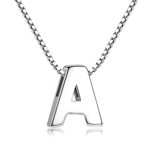 CANDYFANCY Initial Necklace 925 Sterling Silver Letter Pendant Personalized 26 Alphabet Necklace for Women Men A-Z
