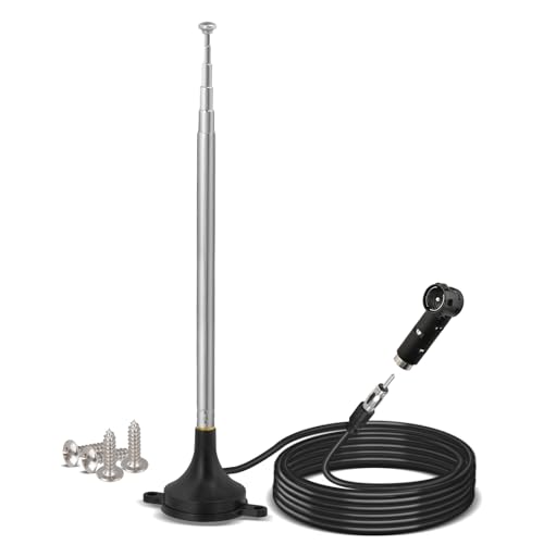 Antenne autoradio avec base magnétique puissante et prise DIN pour une réception FM/AM stable