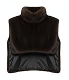 RONICY Faux Fur Vest Women Mockneck Vest Top Vintage Sleeveless Pullover Aesthetic Winter Crop Waistcoat (C-Brown,Large)