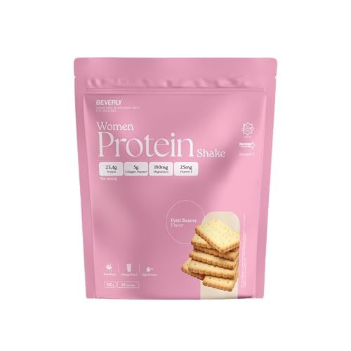 Beverly Women Protein   Proteína de suero especial mujer con Colágneno marino, magnesio y vitamina E   24 g de proteína por servicio (500 g, Petit beurre)