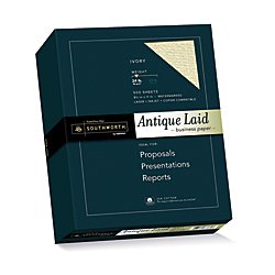 Southworth 25% Cotton Business Paper, 8.5" x 11", 24 lb/90 GSM, Antique Laid, Ivory, 500 Sheets - Packaging May Vary (464C)