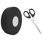IDNVFY 1 Rolle Schwarzer Klebeband Und 1 Stück Schere, Kräftig-Resistente Sportband, Rutschgurt, Badminton Grip Gurt, Sportausrüstungszubehör.