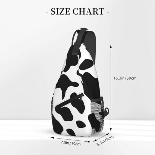 Mochila Sling negra con estampado de vaca para senderismo miniatura 2