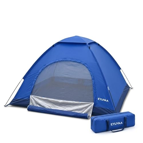 Image of EYUVAA Waterproof Camping Tent for 4 Person (200x200x135 cm),Lightweight Portable Dome Tent with Carry Bag,Easy Setup Windproof Outdoor Tent for Hiking, Backpacking, Picnic & Travel (Random Colour)