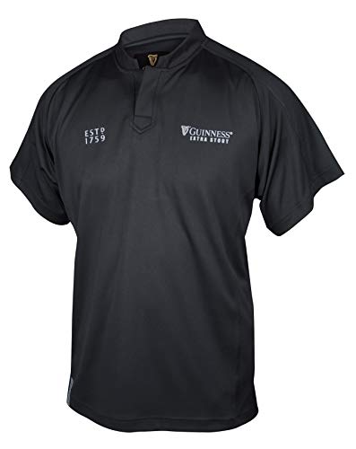 GUINNESS Black Embossed Print Rugby Jersey,Black,Large