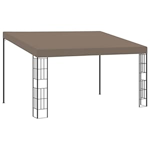 Homgoday Wandpaviljoen met dak, uv-bescherming, aanbouwpaviljoen, zonwering, pergola, tuinpaviljoen, tuintent, partytent, terrasdak, overkapping, tuin, terras, balkon, 4×3 m, taupe, stof