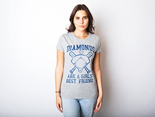 Womens Diamonds are A Girls Best Friend Tshirt Funny Cute Baseball for Ladies3