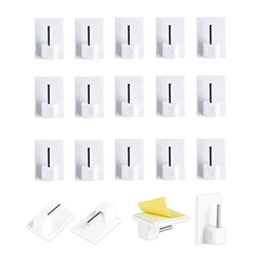 mengger Ganchos Cortinas Adhesivos 40pcs Plástico Gancho Autoadhesivos Percha Portavisillos Barra Cortina per Ventana Baño Cocina Balcón Blanco