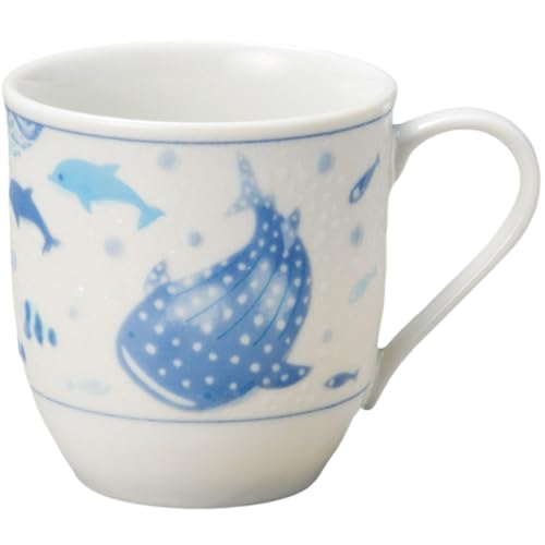 エールネット(Ale-net) マグカップ mug 8.3×8.7cm 300cc 波間の甚兵衛軽量マグ 磁器 食洗機使用可 電子レンジ使用可 美濃焼 日本製