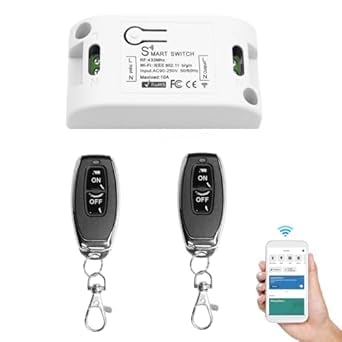 QIACHIP Tuya WiFi Smart Switch,interruttore di controllo remoto modulo rele con telecomando 220V RF 433 MHz, Smart Life APP compatibile con Alexa/Google Home
