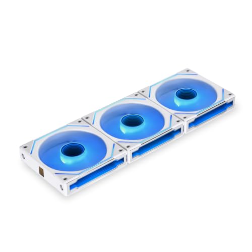 Lian Li UNI SL-Infinity UF-SLIN120-3W Lot de 2 ventilateurs ARGB, pales inversées, pour montage en série, effets d'éclairage personnalisables, connexion par câble sans contrôleur, blanc, 120 mm