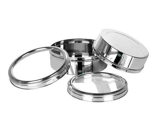 Image of MARU Stainless Steel Round Storage Containers Fod Kitchen Set of 2 Pcs (1.6Ltr & 2.2Ltrs), Stackable & Durable Storage Dabba Set With See-through Lids, Multipurpose Canister For Chapati & Puri Dabba
