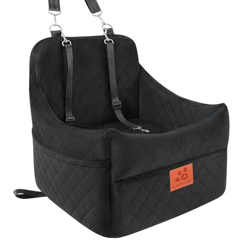 GL GLENSLAVE Hunde-Autositz für kleine/mittlere Hunde, Hundeautositz mit Dicker Polsterung unter 35 Pfund, Abnehmbarer, waschbarer Autositz für Haustiere (schwarz)