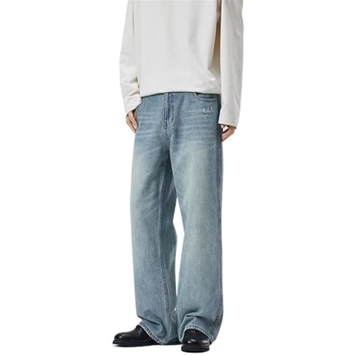 Men's Light Blue Pants Loose Fit Straight Leg Jeans