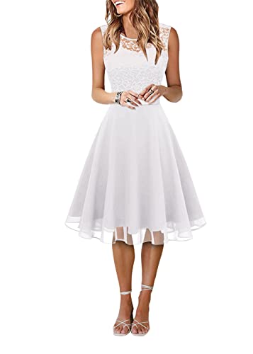 shownicer Damen Spitzenkleid Elegant Cocktailkleid Ärmellos Rundhals Abendkleid Spitze Kleid Chiffon Hochzeitskleid Brautjungfer Freizeitkleid Kleid...