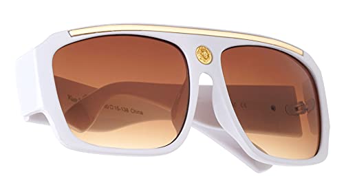 Kleo Empire - Flat Top Frontal & Side Coin Lion Head Medallion Square Hip Hop Sunglasses2