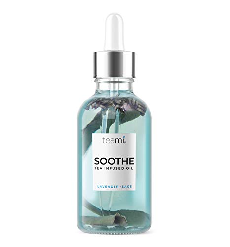 LAVENDER FACIAL OIL - Teami Soothe Essential Oils Blend - Use with All Skin Types on Face - Calms Redness & Blemishes with 100% Natural Coconut, Jojoba, Vitamin E, Blue Tansy, Camellia Seed, & Sage.