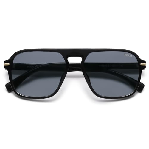 SOJOS Retro Aviator Polarized Sunglasses for Men Women Trendy Vintage Square Pilot Mens Shades SJ2370