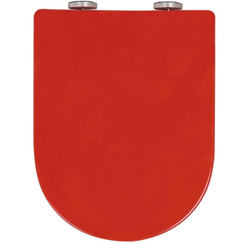 Tapa De Inodoro En Forma De U/D, Asiento De Inodoro De Cierre Suave Con Bisagra De Fijación Superior, Liberación Rápida Para Una Limpieza Fácil, Asiento De Tapa WC Antideslizante De PP, Rojo