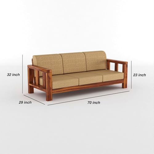 Image of Sheesham Solid Wood Six Seater Sofa Set for Living Room(6 Seater) (Provencial Teak)