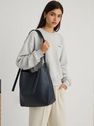 Image of NEBIL PU Leather Bucket Bags For Women,Slouchy Shoulder Bag Purses Hobo Tote Bags with Wallet