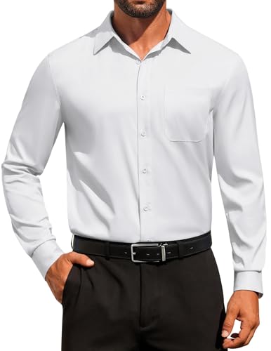 COOFANDY Men's Dress Shirt Solid Long Sleeve Wrinkle Free Formal Shirt Business Button Down Shirts with Pocket